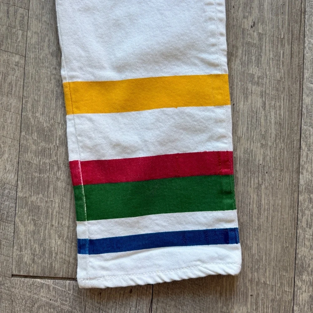 Ralph Lauren White Jeans with Colorful Stripes - Picture 3 of 5